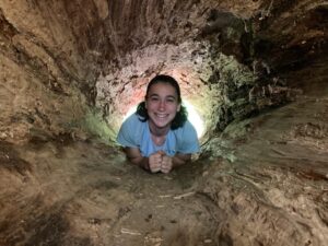 melissa in a tree stump